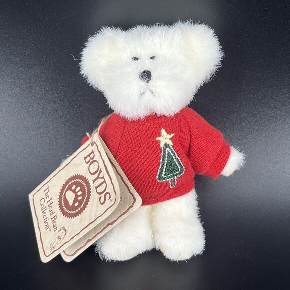 Boyds Bears Other - Boyds Bears 4” Mini Christmas Bear Red Sweater with Christmas Tree Vintage Gift